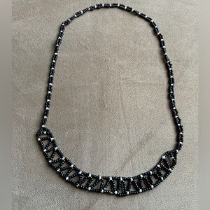 Short Black and White Beaded Necklace